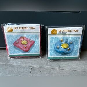 Set Of 2 Inflatable Pool Floating Trays For Drinks And Food Summer Lake NEW